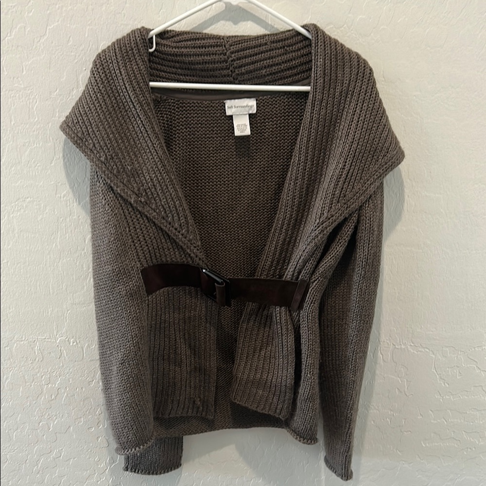 Soft Surroundings Cozy Brown Cardigan with Shawl Collar